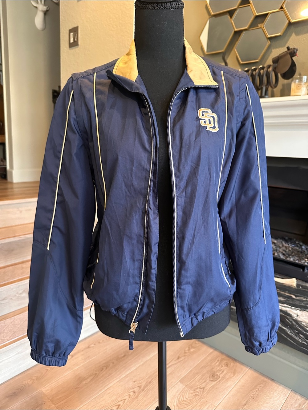 San Diego Padres Vintage Navy and Gold Windbreaker Jacket